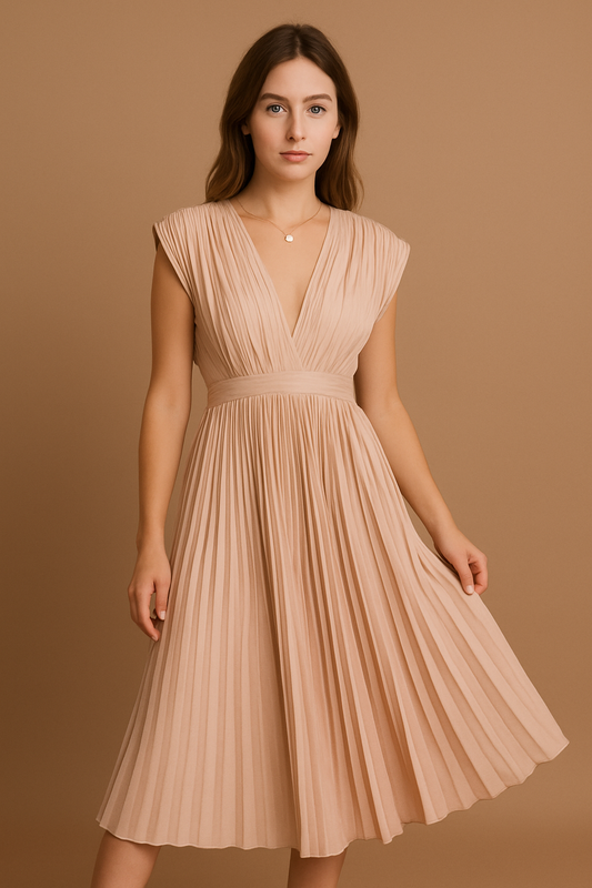 Damen Midi-Abendkleid mit V-Ausschnitt – Zeitlose Eleganz für besondere Anlässe