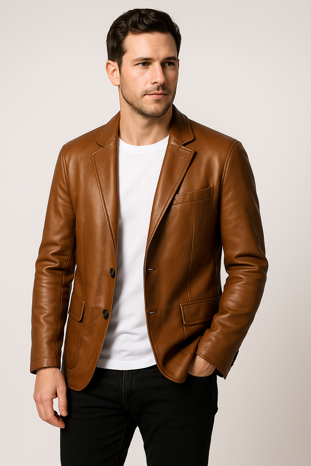 Herrenjacke Schwarz Größe M PU-Leder Figurbetont Stilvoll für Freizeit und Business-3