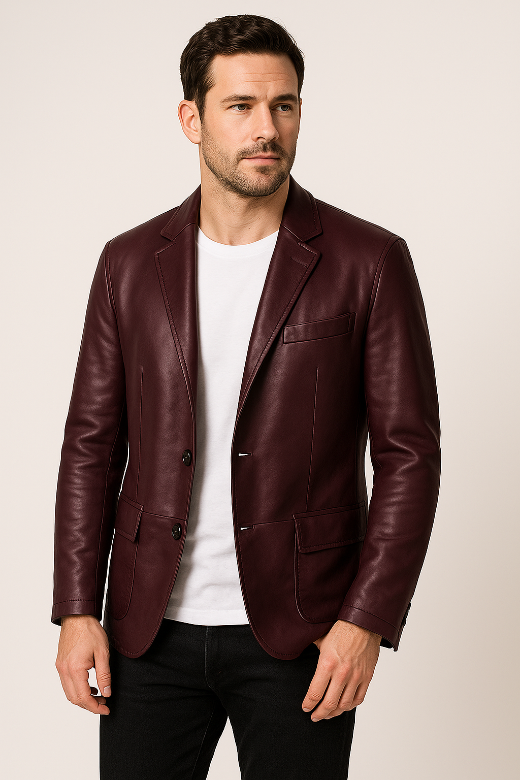 Herrenjacke Schwarz Größe M PU-Leder Figurbetont Stilvoll für Freizeit und Business-5