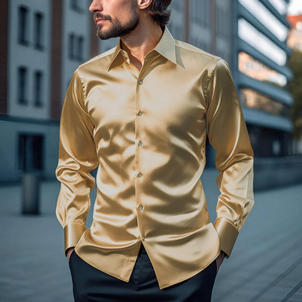 Herren Satin Hemd glänzend – Stilvoll & Modern für festliche Anlässe