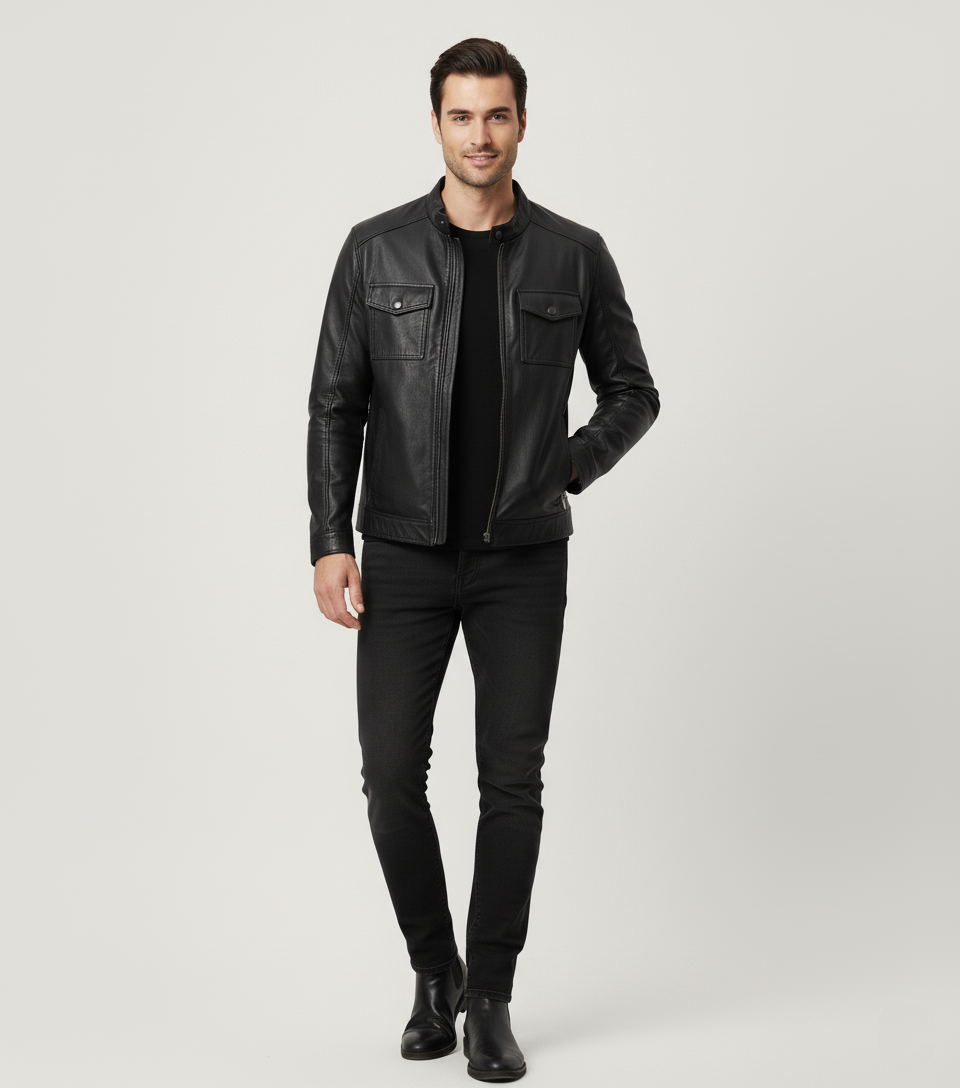 Herren Lederjacke mit Reißverschluss - Klassisch & Hochwertig