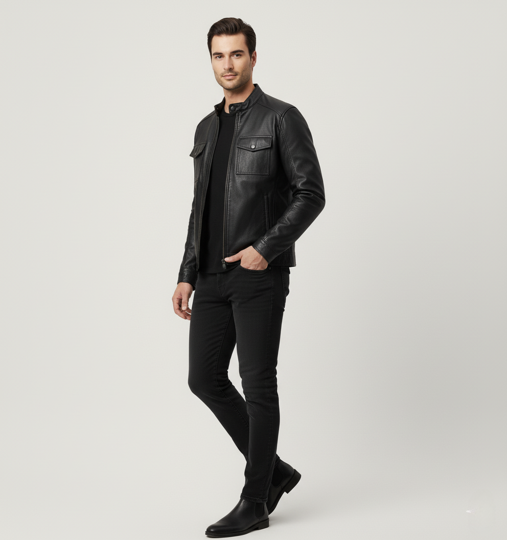Herren Lederjacke mit Reißverschluss - Klassisch & Hochwertig