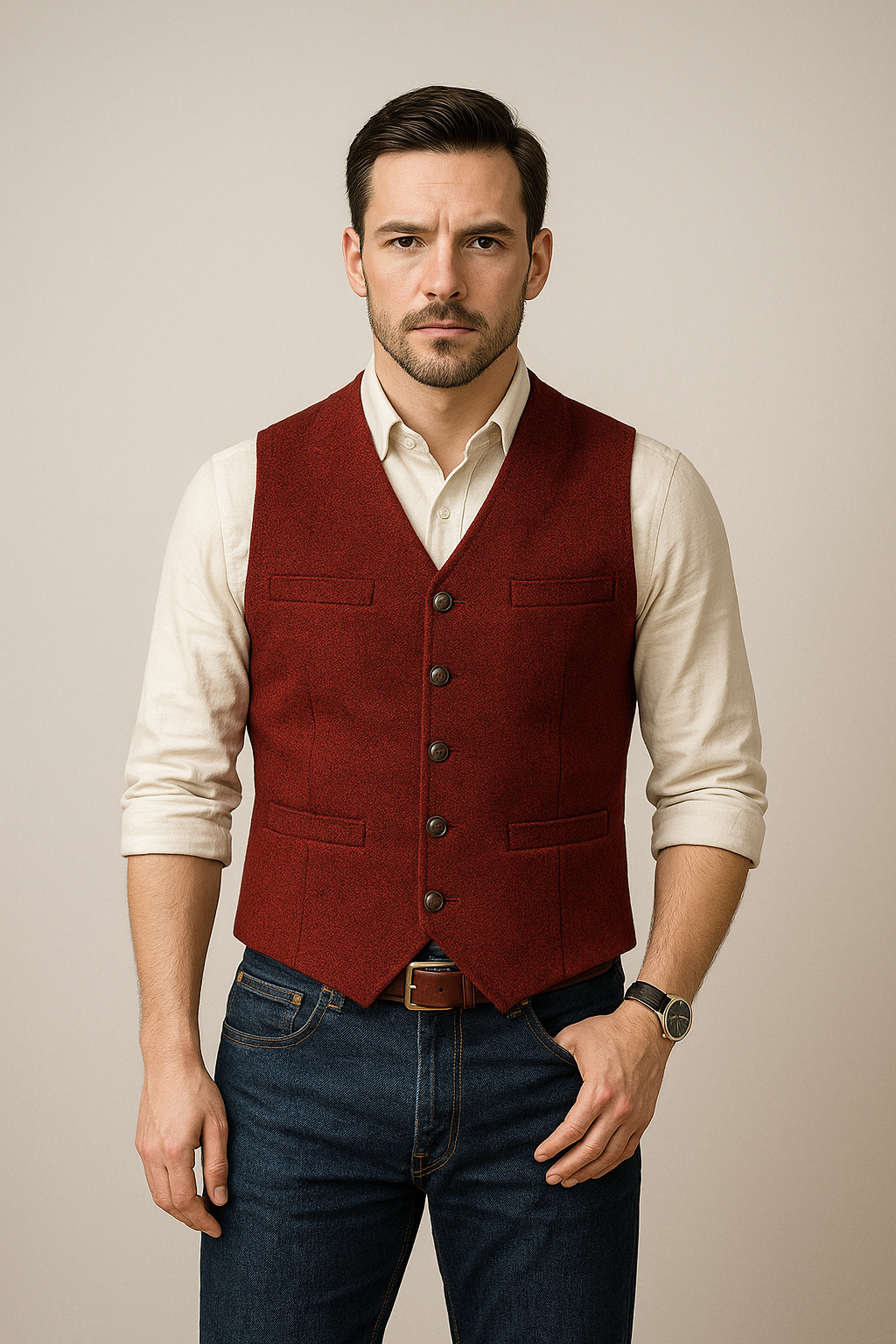 Herren Weste Schwarz Größe M Polyester Tailliert-6