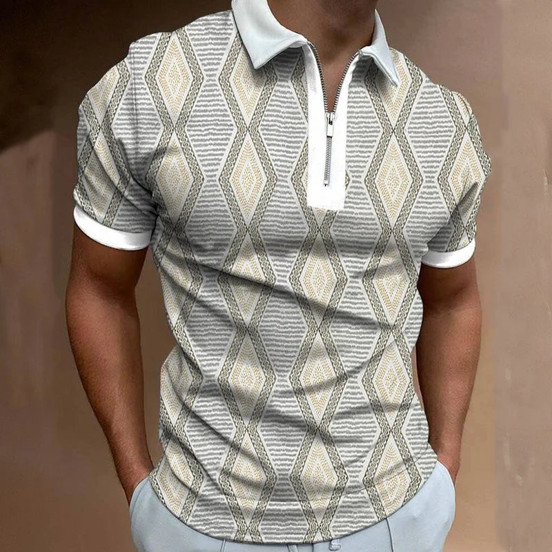 Herren Polo Shirt Blau Größe L 100% Polyester Atmungsaktiv 3D Digitaldruck 1