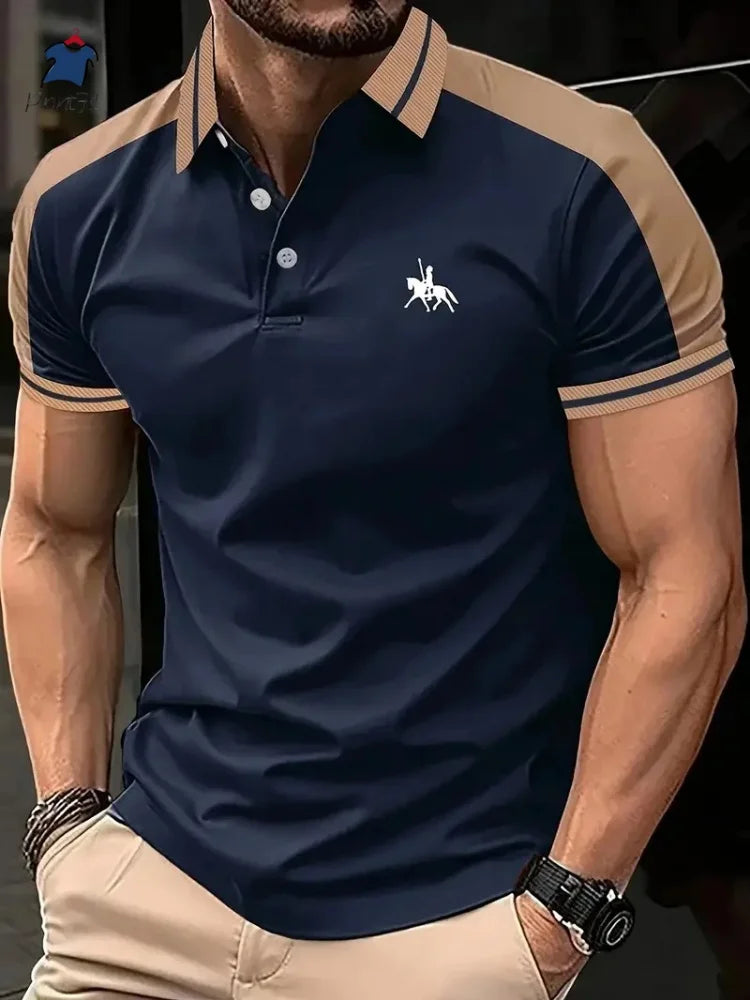 Herren Polo Shirt Blau Größe M Baumwolle Kurzarm Poloshirt 1