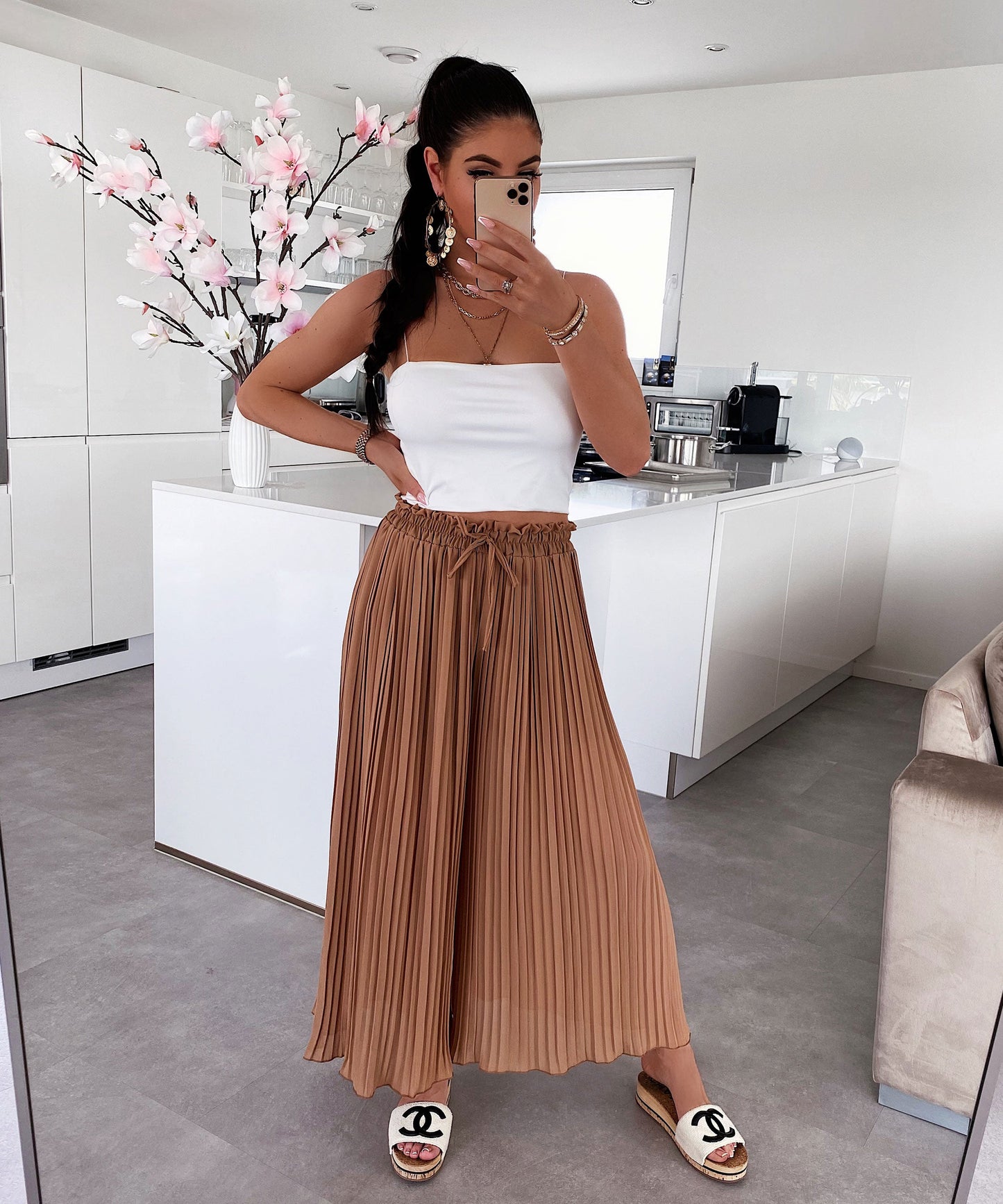 Plissee Hose Mira Camel 3