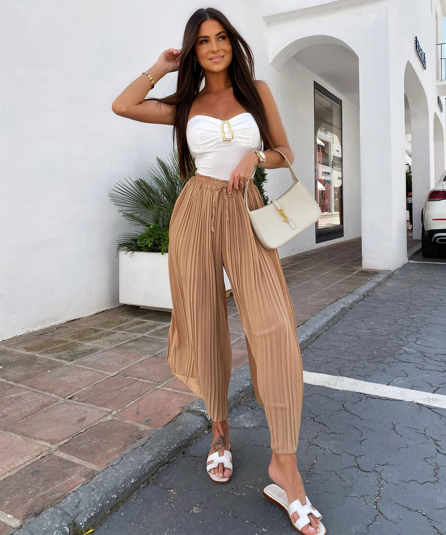 Plissee Hose Mira Camel 4
