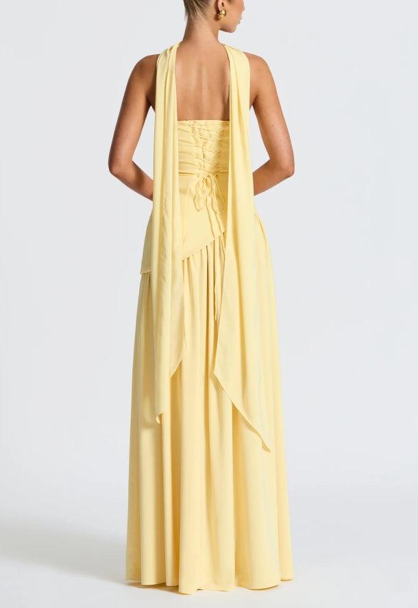 Trägerloses Maxikleid mit Schlitz und Schleife 7