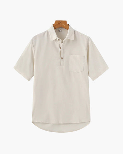 Variant image for Herren Polo Shirt Beige Größe L Leinen Atmungsaktiv Casual-1