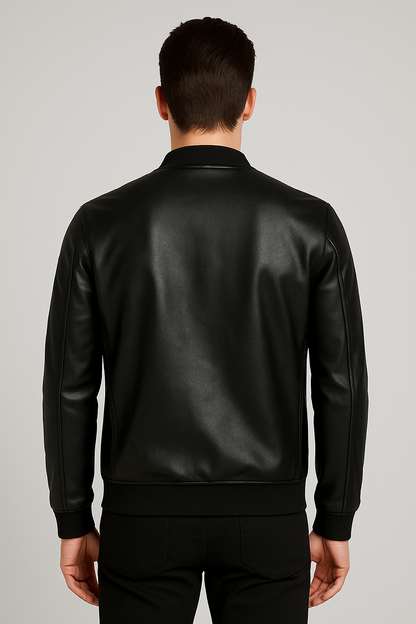 Herren Lederjacke in Schwarz – Klassischer Bomberstyle für jeden Anlass