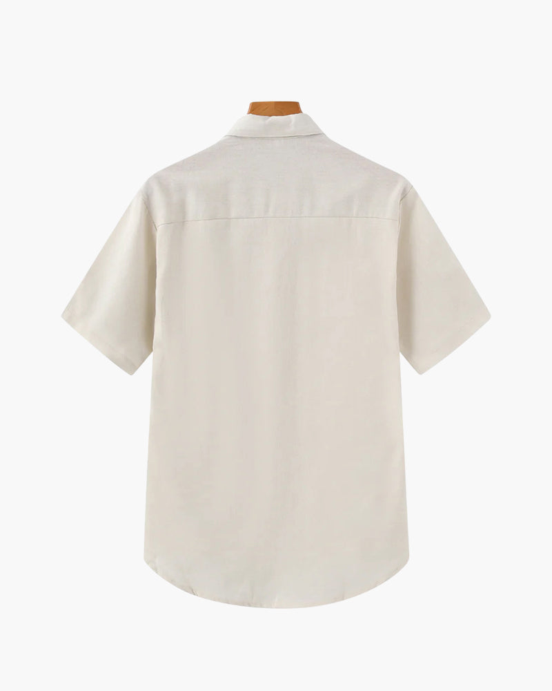 Herren Polo Shirt Beige Größe L Leinen Atmungsaktiv Casual-3
