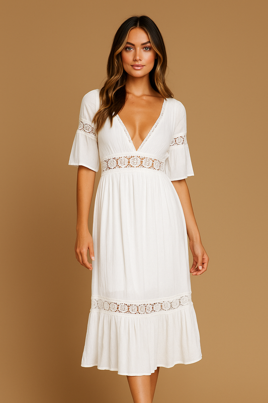 Sommerkleid Im Bohemian Stil Mit V Ausschnitt Für Damen | Midi