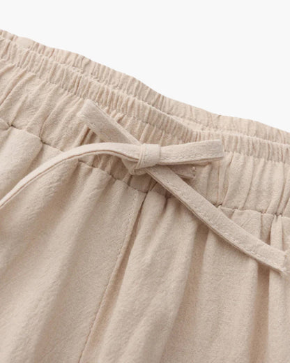 Herren Sommerhose Leinen Mit Tunnelzug Atmungsaktiv Casual Hosen