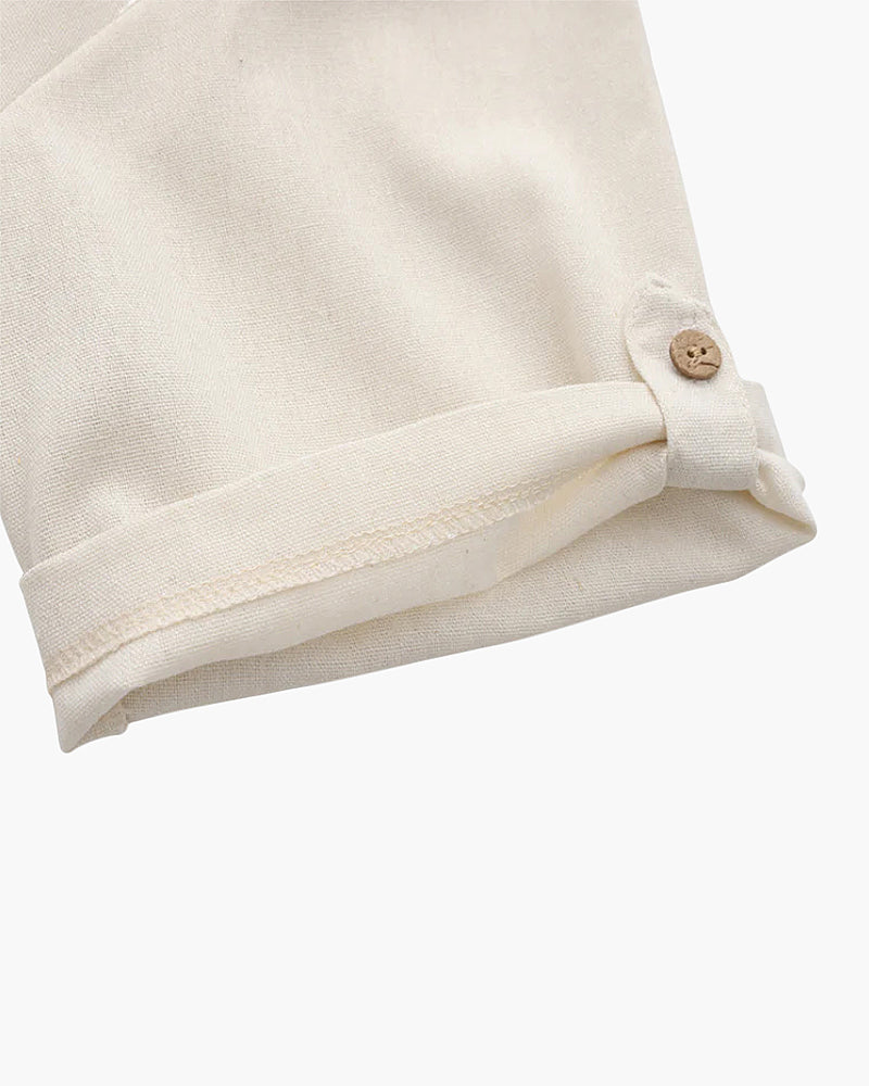 Herren Polo Shirt Beige Größe L Leinen Atmungsaktiv Casual-5