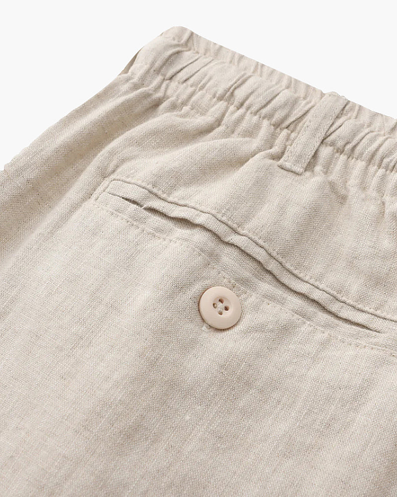 Herren Leinen Shorts Beige Größe L 100% Leinen – Bequeme Kurze Hosen für den Sommer-6