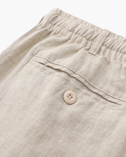 Herren Leinen Shorts Beige Größe L 100% Leinen – Bequeme Kurze Hosen für den Sommer-6