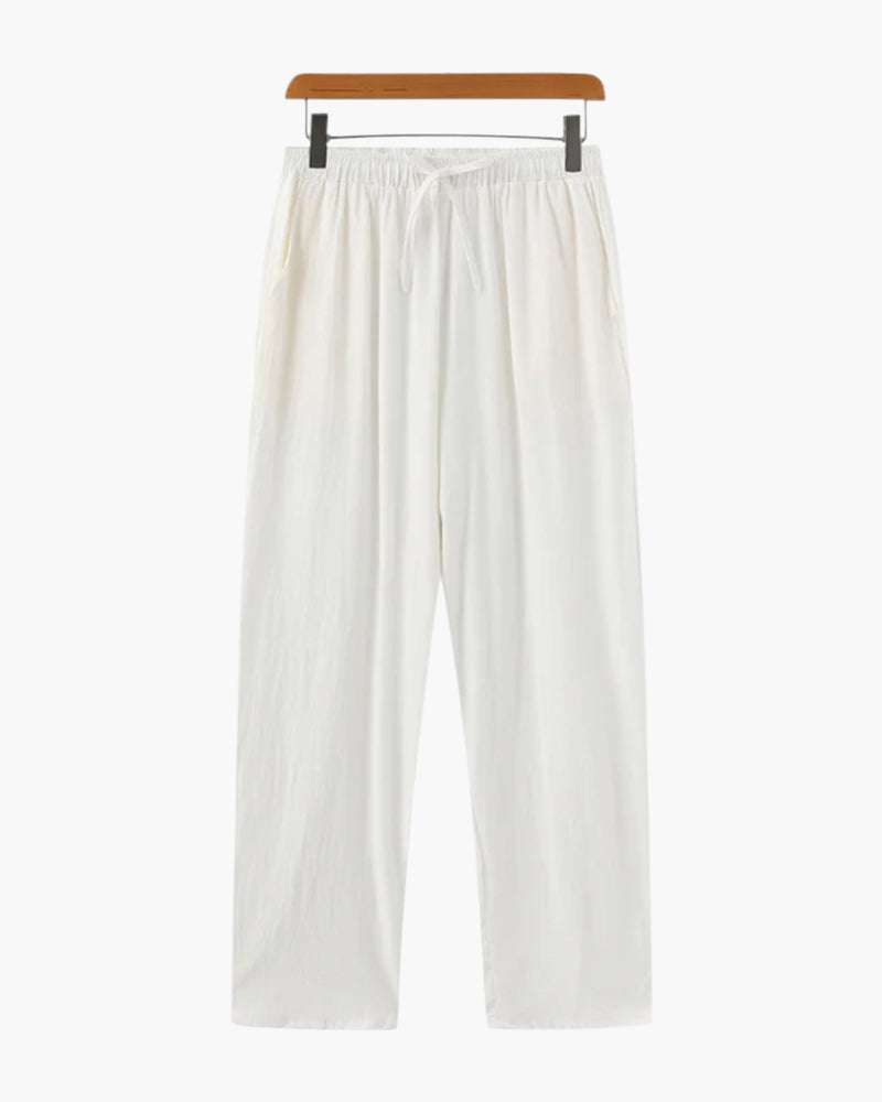 Herren Sommerhose Leinen Mit Tunnelzug Atmungsaktiv Casual Hosen
