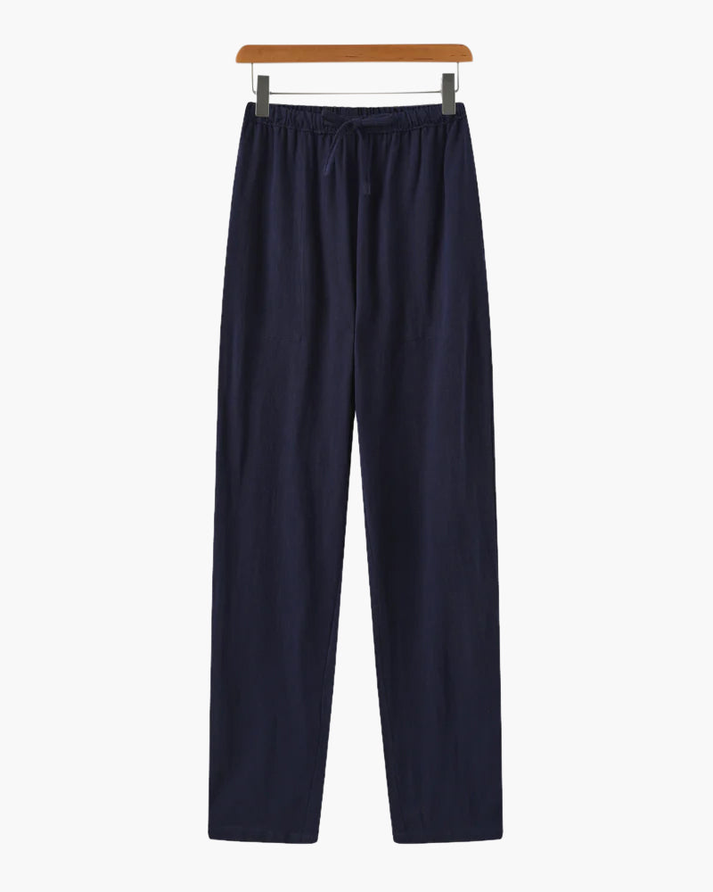 Herren Sommerhose Leinen Mit Tunnelzug Atmungsaktiv Casual Hosen