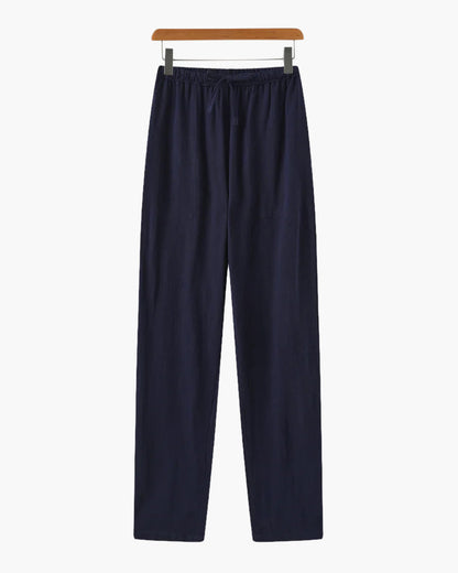 Herren Sommerhose Leinen Mit Tunnelzug Atmungsaktiv Casual Hosen
