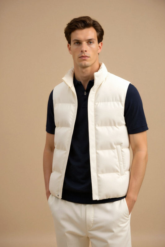 Herren Steppweste Cremeweiß – Leichte Übergangsjacke für Frühling & Herbst