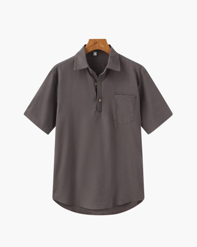 Variant image for Herren Polo Shirt Beige Größe L Leinen Atmungsaktiv Casual-11