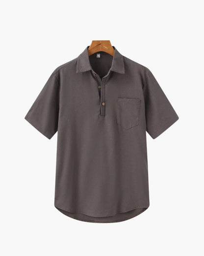 Variant image for Herren Polo Shirt Beige Größe L Leinen Atmungsaktiv Casual-11