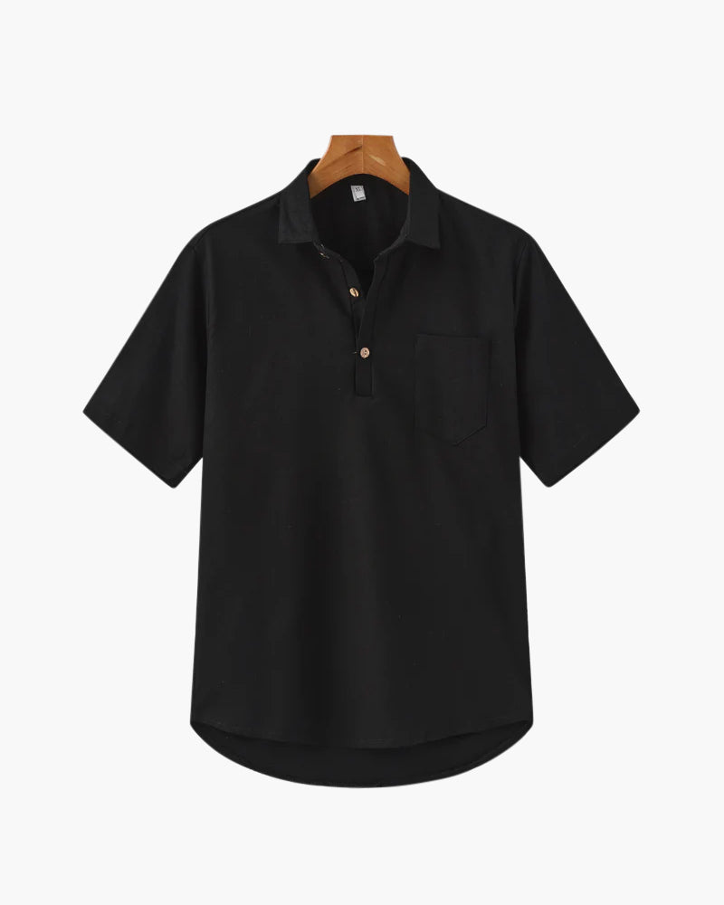 Variant image for Herren Polo Shirt Beige Größe L Leinen Atmungsaktiv Casual-16