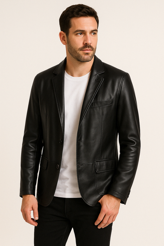 Herrenjacke Schwarz Größe M PU-Leder Figurbetont Stilvoll für Freizeit und Business-2