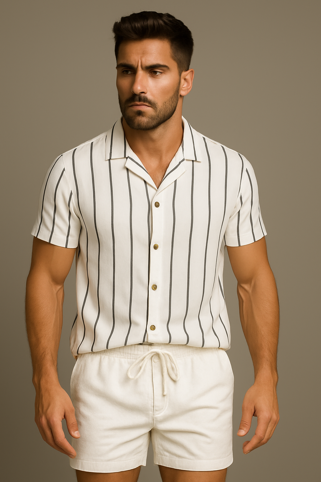 Herren Kurzarmhemd und Shorts Set 100% Baumwolle