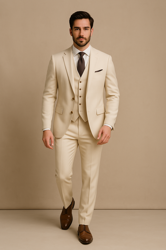 Luxus in Beige – Herren Anzug-Set für besondere Anlässe