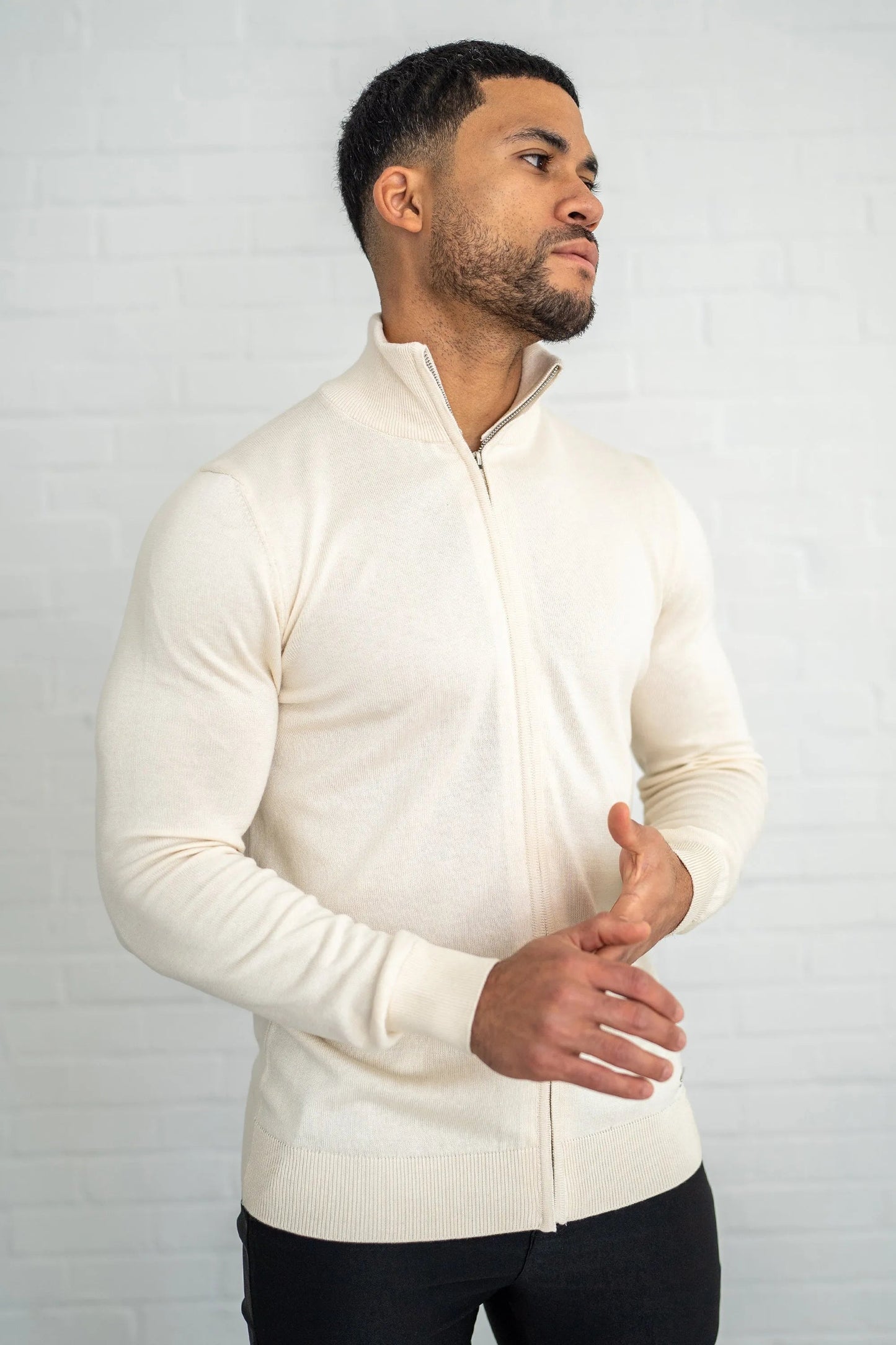 Herren Strickjacke -Strickjacke mit durchgehendem Reißverschluss