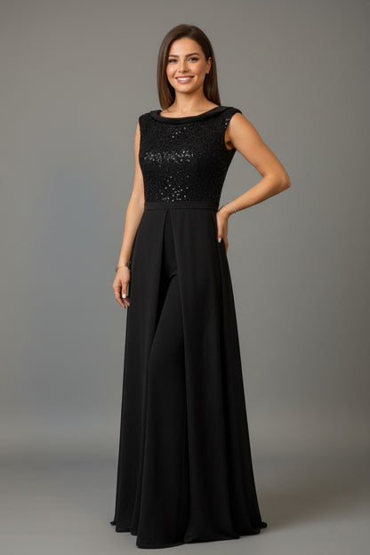 Damen Jumpsuit - Eleganter Einteiler mit Rundhalsausschnitt und strukturiertem Detail