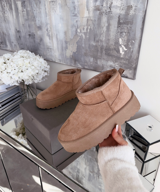 Gefütterte Plateau Boots Nina Camel 0