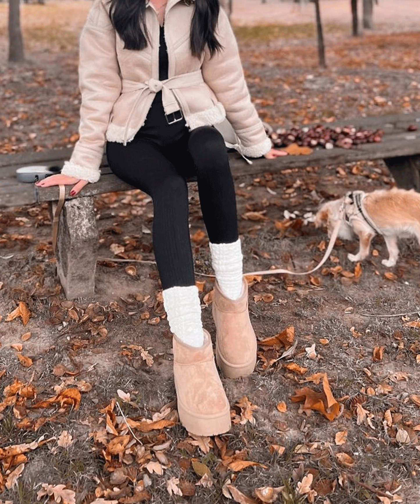Gefütterte Plateau Boots Nina Camel 6
