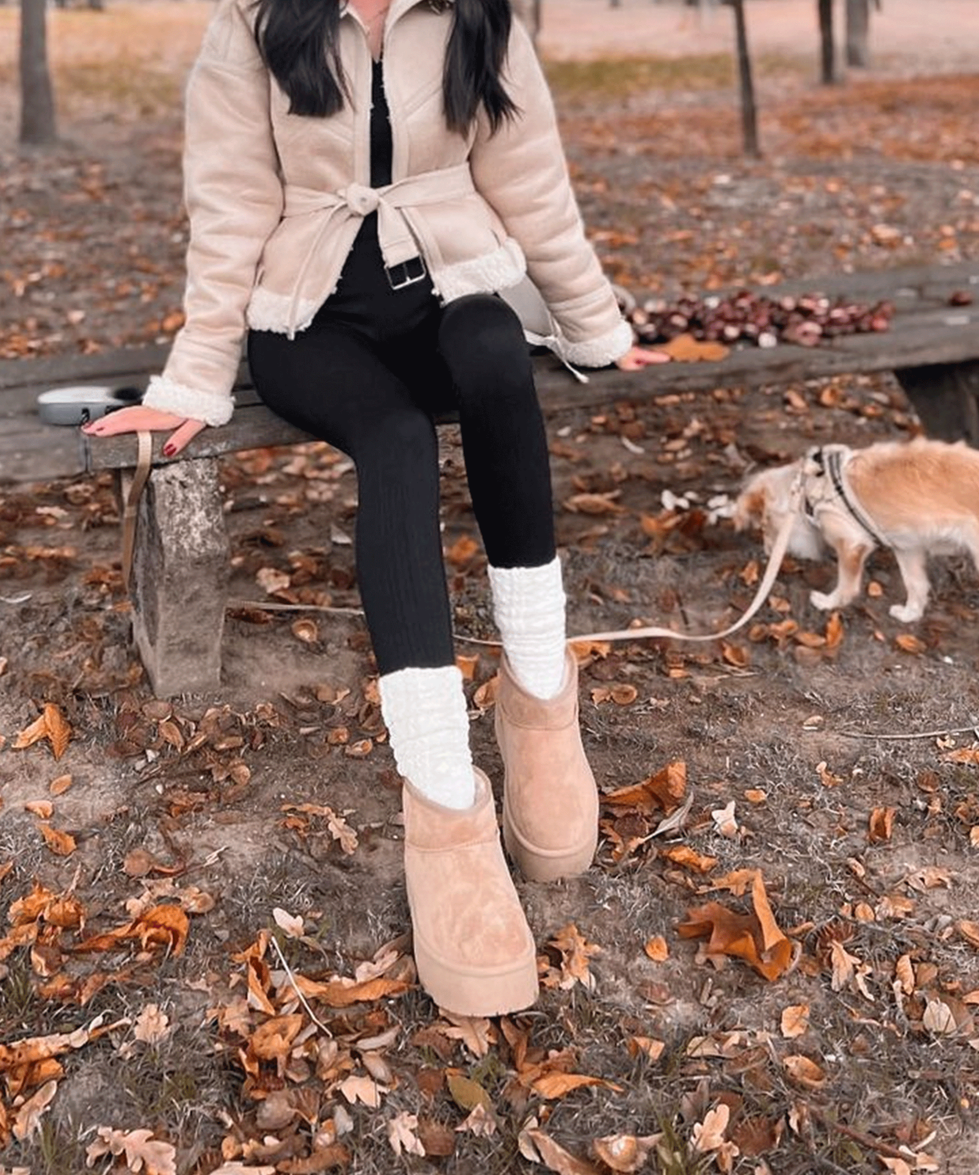 Gefütterte Plateau Boots Nina Camel 6