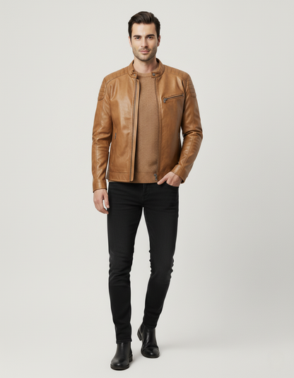 Winddichte Lederjacke für Herren Slim Fit & Modern