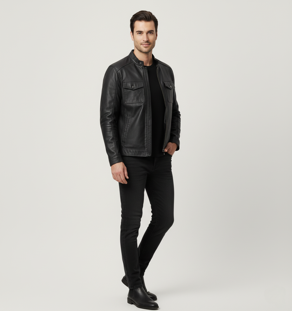 Herren Lederjacke mit Reißverschluss - Klassisch & Hochwertig