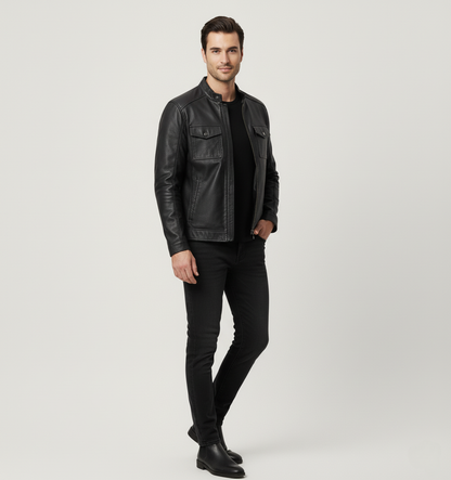 Herren Lederjacke mit Reißverschluss - Klassisch & Hochwertig