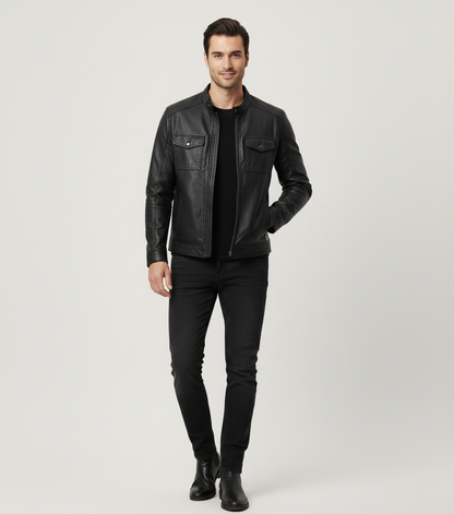 Herren Lederjacke mit Reißverschluss - Klassisch & Hochwertig