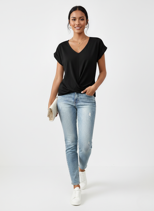 Damen Sommer Oberteil - Leichtes Kurzarm Shirt für Alltag und Freizeit