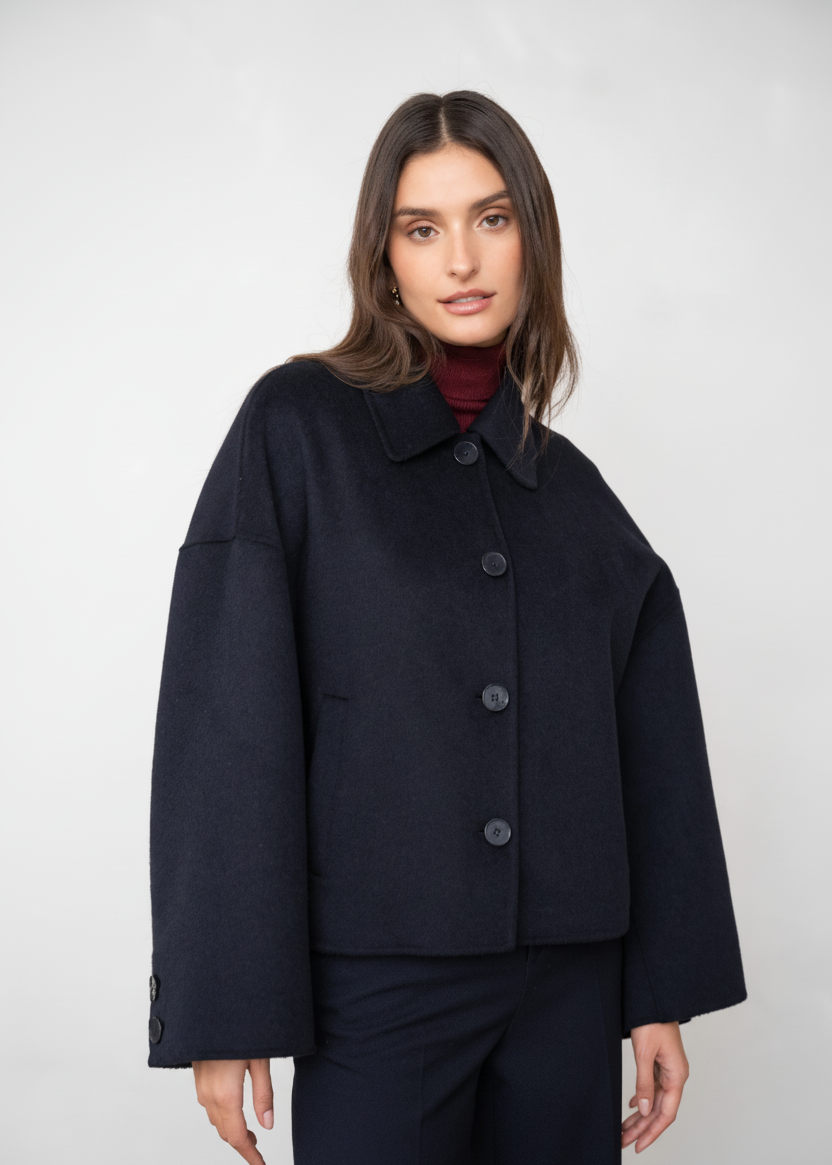 Damen Kurzmantel aus Wollmischung – Eleganter Übergangsmantel für Herbst & Frühling