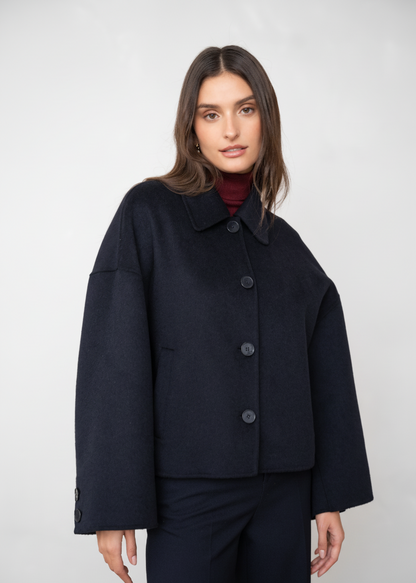 Damen Kurzmantel aus Wollmischung – Eleganter Übergangsmantel für Herbst & Frühling