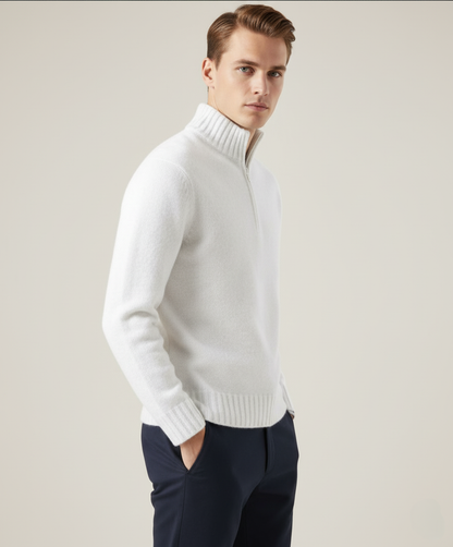 Herren Pullover - Half Zip Sweater mit Stehkragen