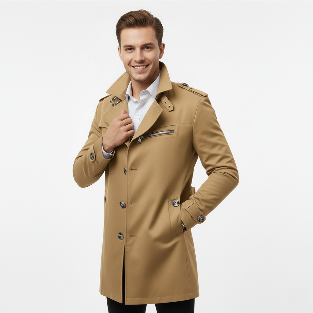 Herren Trenchcoat  – Eleganter Mantel für Business & Freizeit