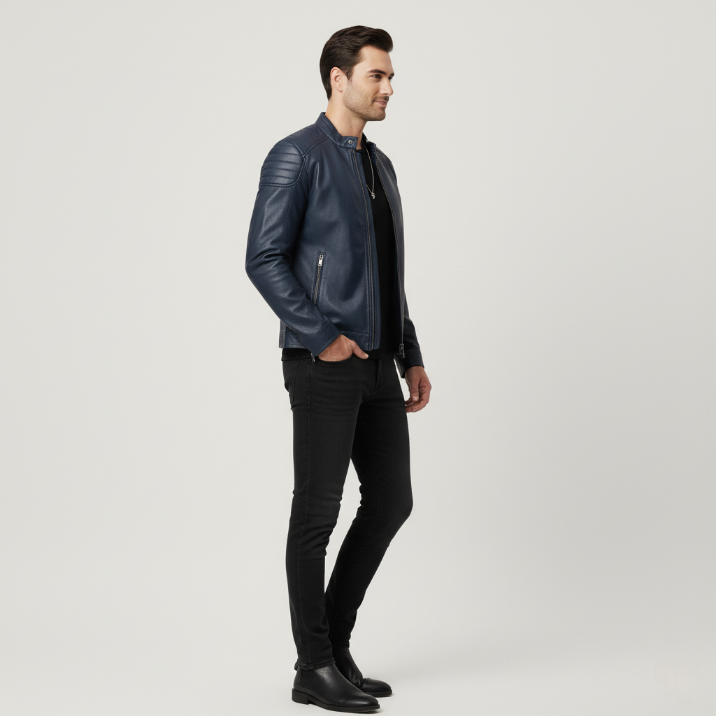 Herren Bikerjacke aus Leder Slim Fit & Elegant