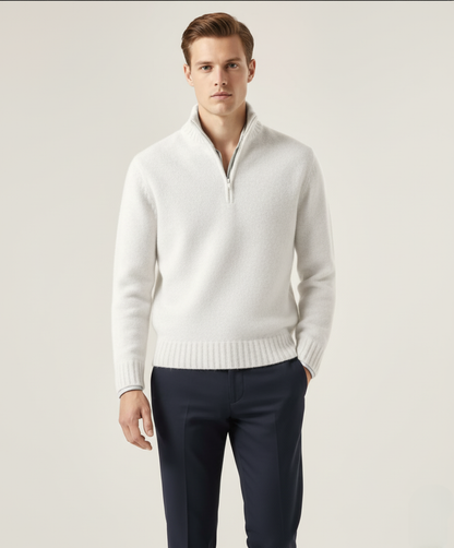 Herren Pullover - Half Zip Sweater mit Stehkragen