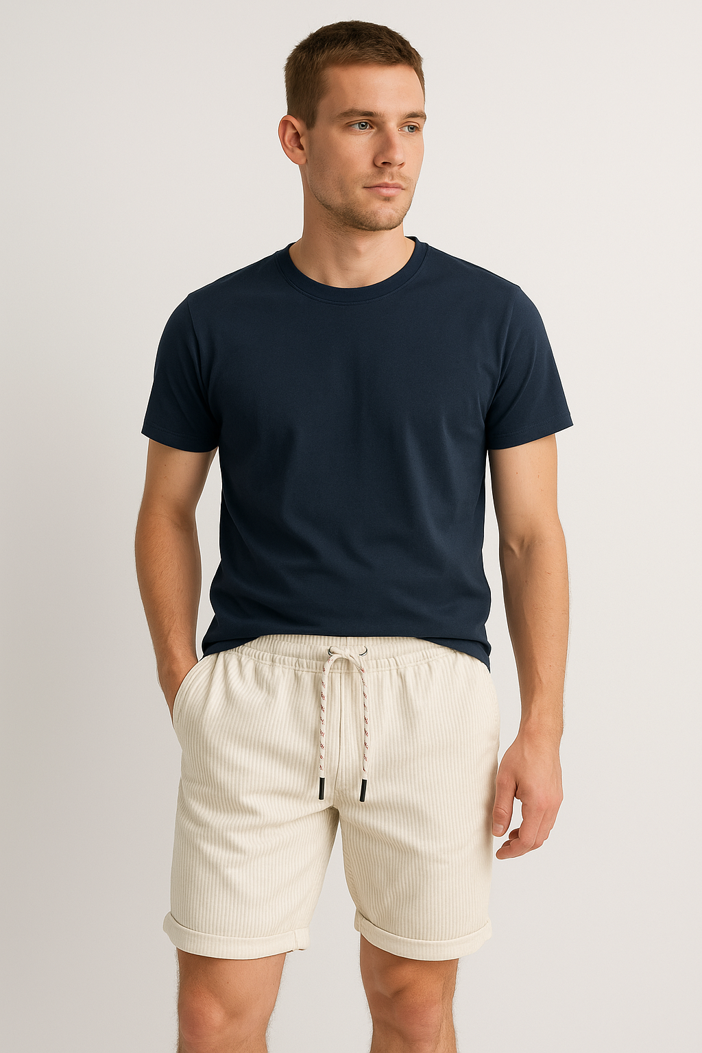 Herren Kord-Shorts Beige Größe M Baumwolle - Lässige Kurze Hosen für Männer-5