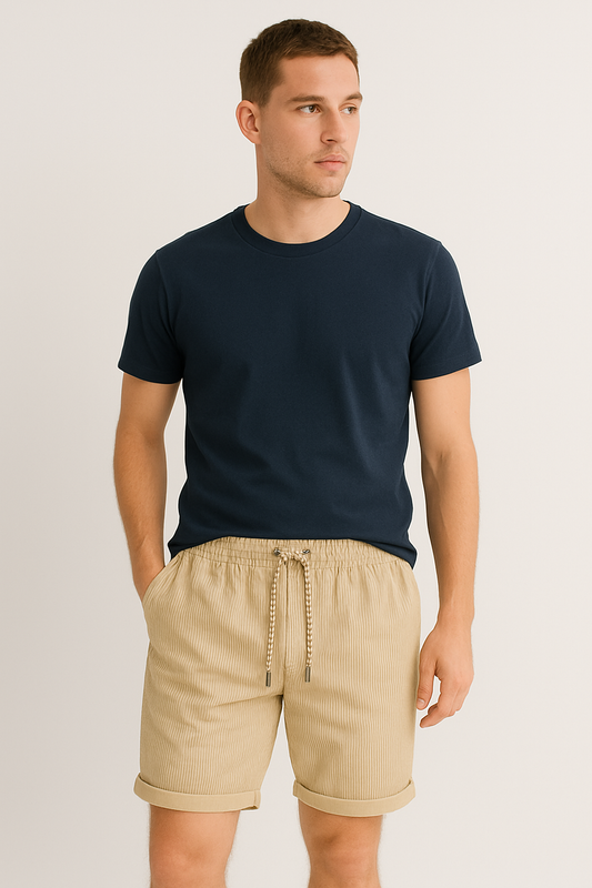 Herren Kord-Shorts Beige Größe M Baumwolle - Lässige Kurze Hosen für Männer-2