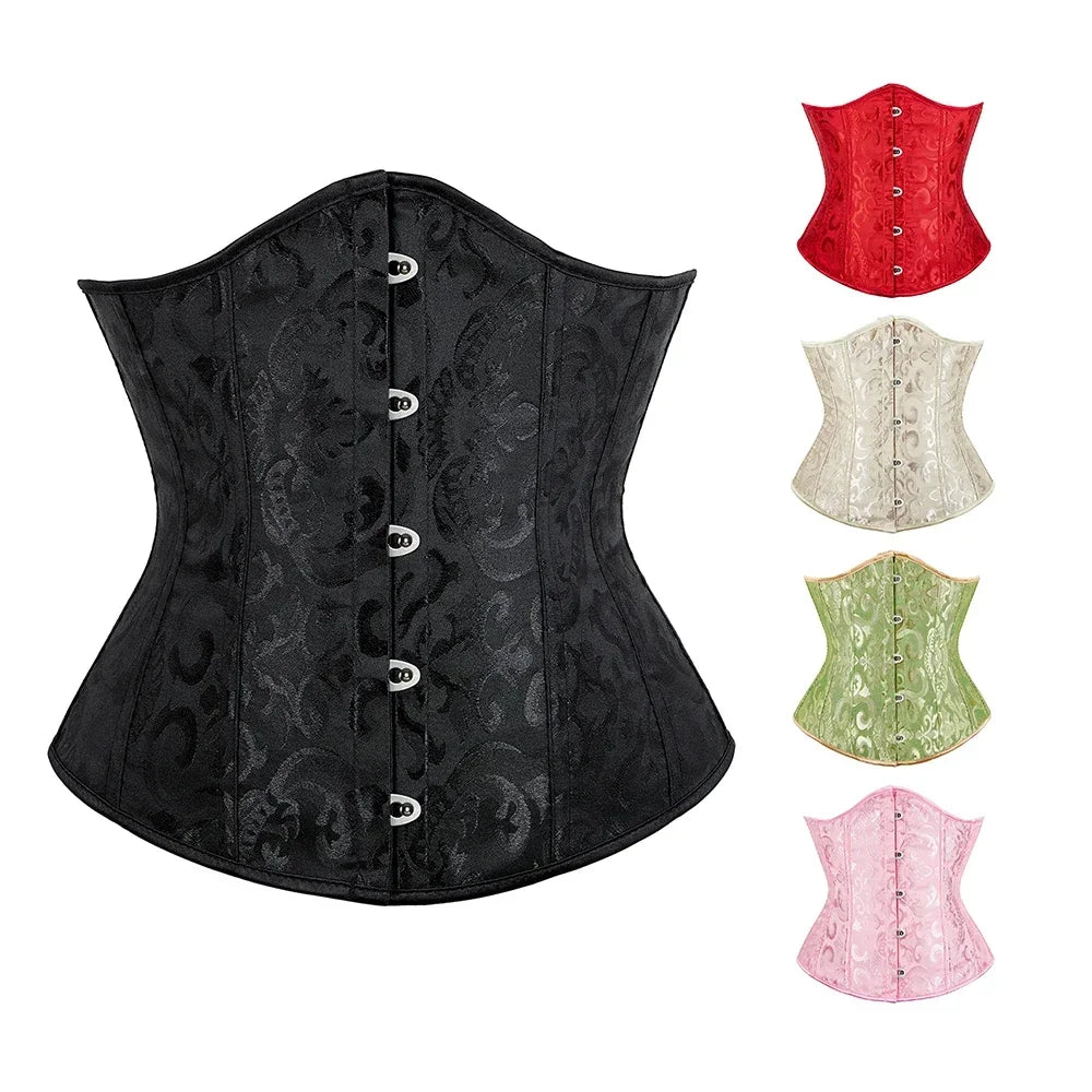 Gothic Unterbrust Korsett für Damen – Schwarz Vintage Bustier mit Kunststoffknochen und Schnürung für Perfekte Silhouette 0