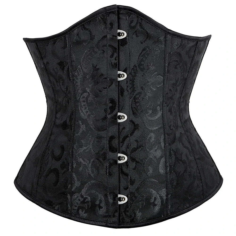 Gothic Unterbrust Korsett für Damen – Schwarz Vintage Bustier mit Kunststoffknochen und Schnürung für Perfekte Silhouette 11